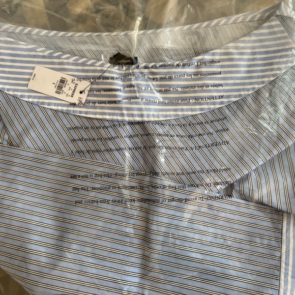 EXPRESS Poplin Striped One Shoulder Draped Top - Picture 8 of 8